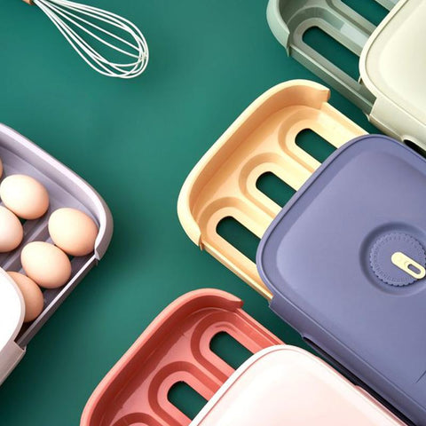 Contenedor de huevos Evara para refrigerador - Apilable con cajón extraíble