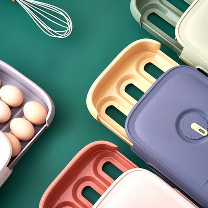 Contenedor de huevos Evara para refrigerador - Apilable con cajón extraíble