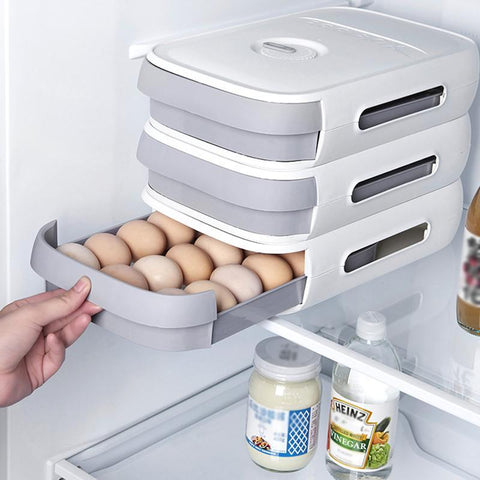 Contenedor de huevos Evara para refrigerador - Apilable con cajón extraíble