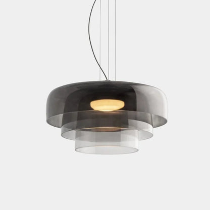 Layered Glass Bowl Ceiling Fixture 10 in Diameter Adjustable Drop Length Multi-Tone Illumination for Kitchens Dining Spaces Living Rooms Mod