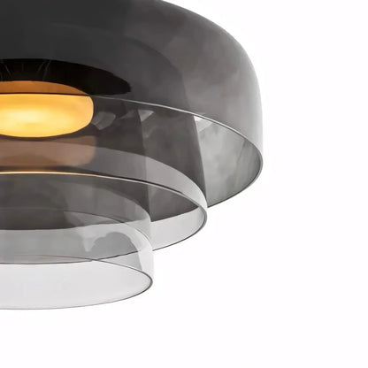Layered Glass Bowl Ceiling Fixture 10 in Diameter Adjustable Drop Length Multi-Tone Illumination for Kitchens Dining Spaces Living Rooms Mod