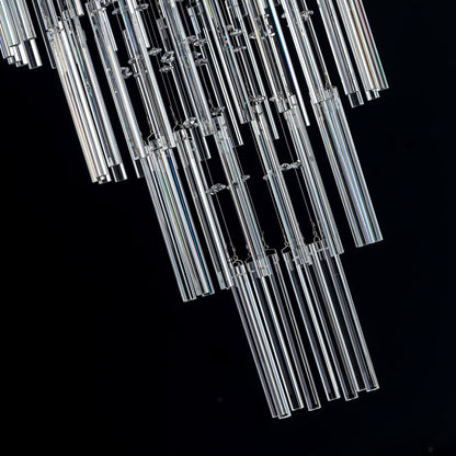Cascading Crystal Tiered Chandelier for Foyer & Staircase – Adjustable Height Statement Lighting Fixture