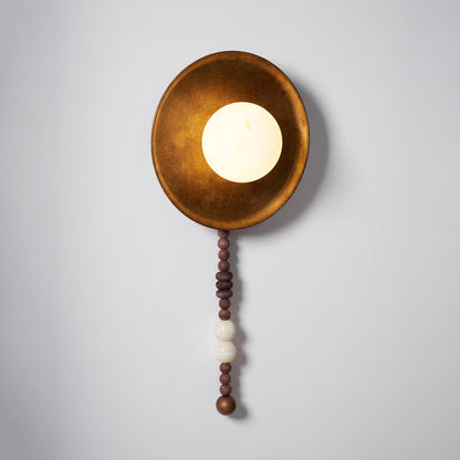 Handcrafted Glass Sconce with Bronze Metalwork and Wood Accents for Cozy Bedroom Hallway Living Room Ambient Fixture 10-Inch or 16-Inch Shad