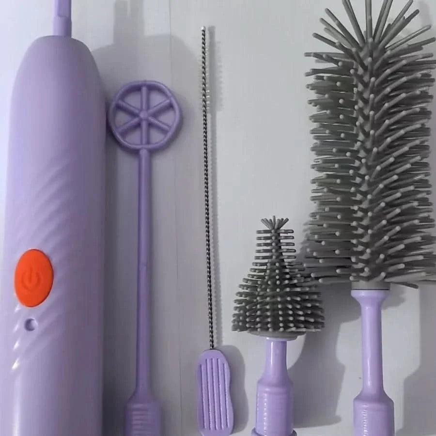 SPINCLEAN – Electric bottle brush set with 360° rotating silicone cleaning power