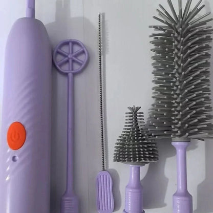 SPINCLEAN – Electric bottle brush set with 360° rotating silicone cleaning power