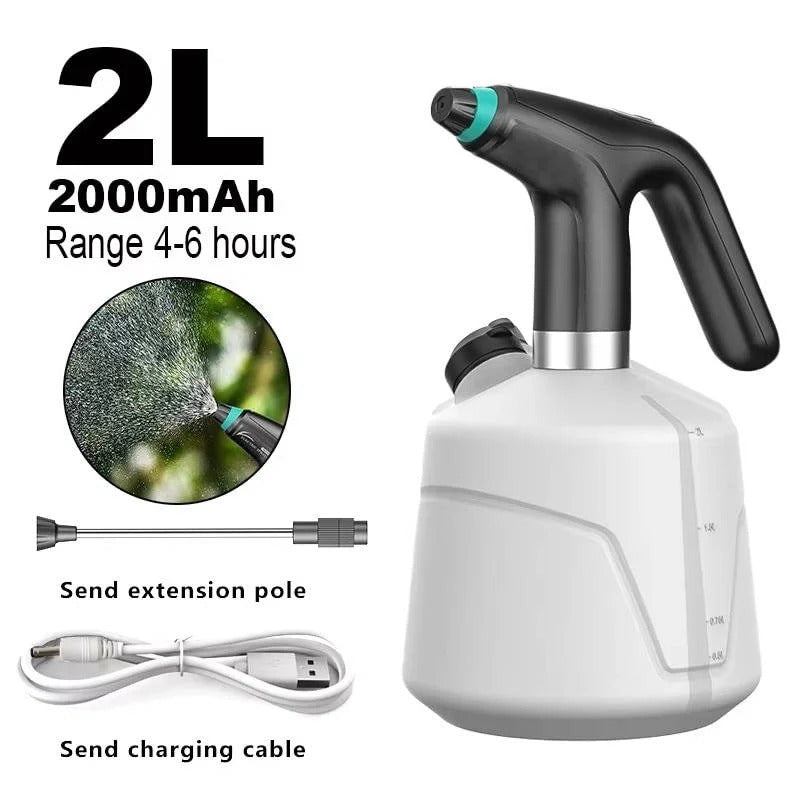 Pulverizador eléctrico para plantas | Pulverizador de niebla recargable con boquilla ajustable | Tanque de 68 onzas para el cuidado de plantas sin esfuerzo