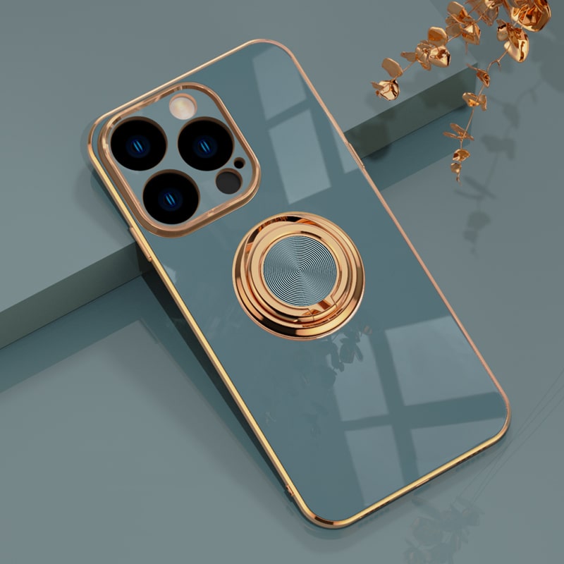 Magnetic Ring Stand iPhone Case with Shock Absorption & Microfiber Lining for iPhone 14-17 Models