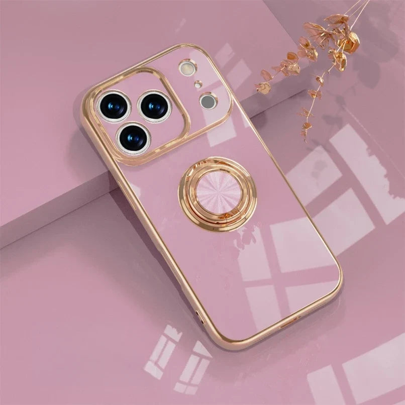 Magnetic Ring Stand iPhone Case with Shock Absorption & Microfiber Lining for iPhone 14-17 Models
