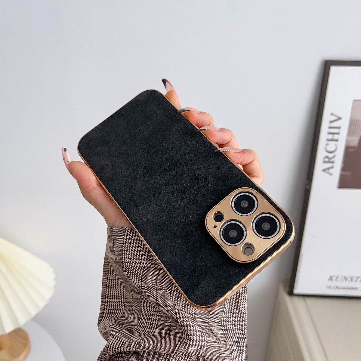 Protective iPhone Case with Luxe Metallic Frame & Textured Back for iPhone 13-17 Series