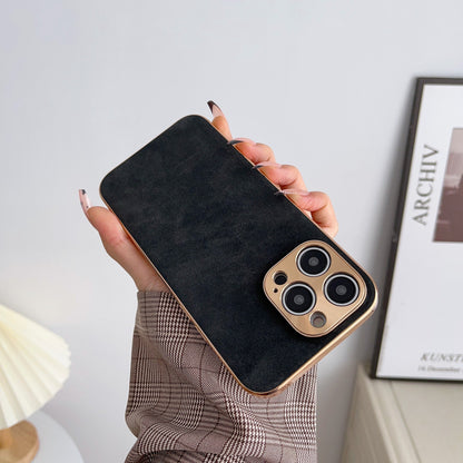 Protective iPhone Case with Luxe Metallic Frame & Textured Back for iPhone 13-17 Series