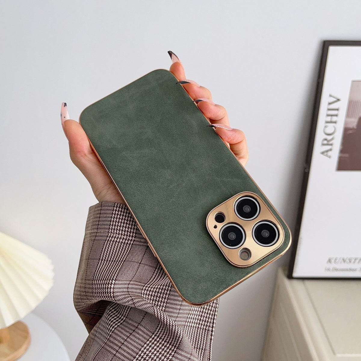 Protective iPhone Case with Luxe Metallic Frame & Textured Back for iPhone 13-17 Series