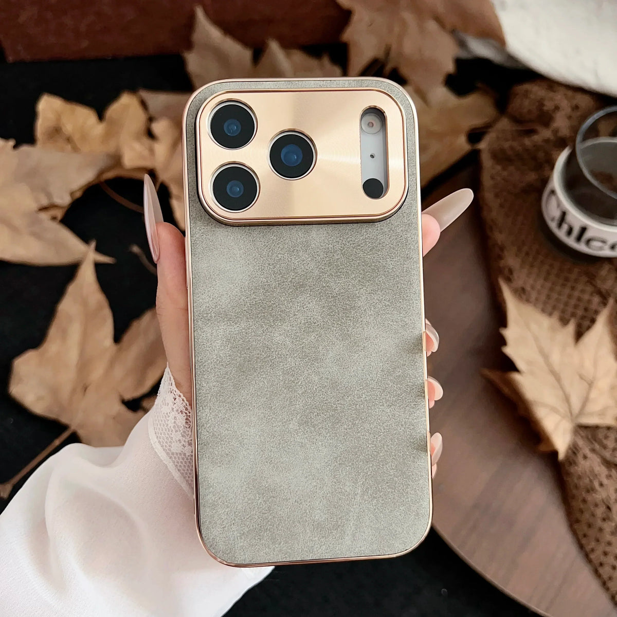 Protective iPhone Case with Luxe Metallic Frame & Textured Back for iPhone 13-17 Series