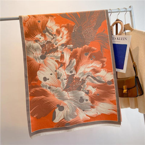 Elysia Scarf for Women - Microfiber Blend, Floral Jacquard Design