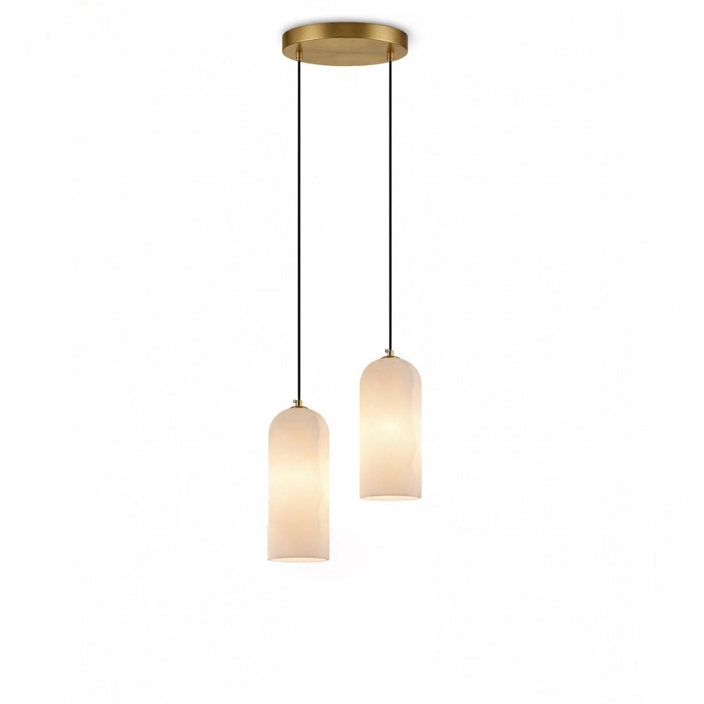 Elegant Alabaster Globe Pendant Light with Brass Finish | Adjustable Height for Versatile Illumination