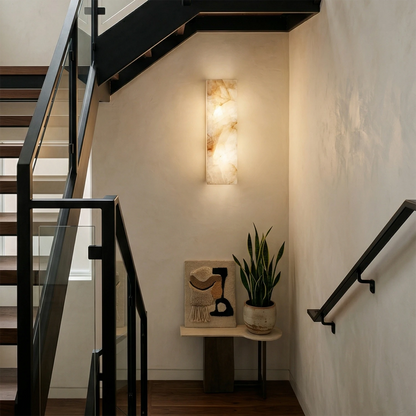 Elegant Alabaster Wall Light Sconce – Modern Transitional Design with Integrated LED for Bathroom and Living Room