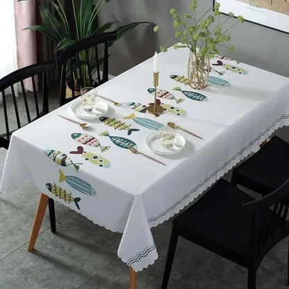 Diseño acuático elegante | Mantel resistente a las manchas con tejido Oxford duradero | Cuidado fácil para cenas con estilo