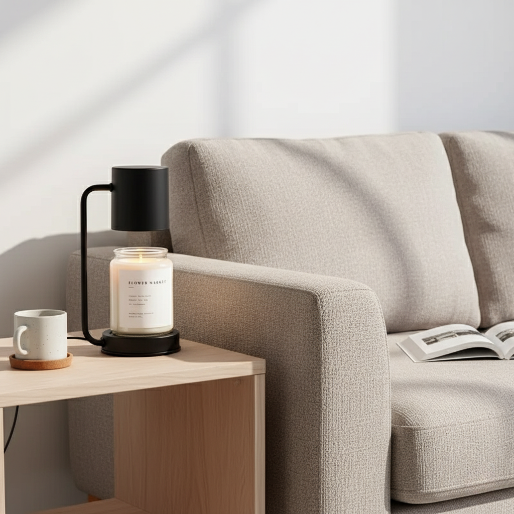 Lámpara calentadora de velas elegante | Luz eléctrica de doble propósito con brillo ajustable | Ambiente acogedor para el hogar