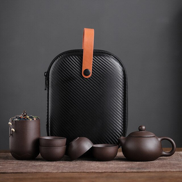 Elegant Ceramic Teapot Set with Minimalist Design | Complete Tea Experience for Home and Travel