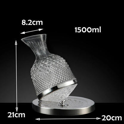 Elegant Crystal Wine Decanter | 360° Rotating Design for Enhanced Aeration