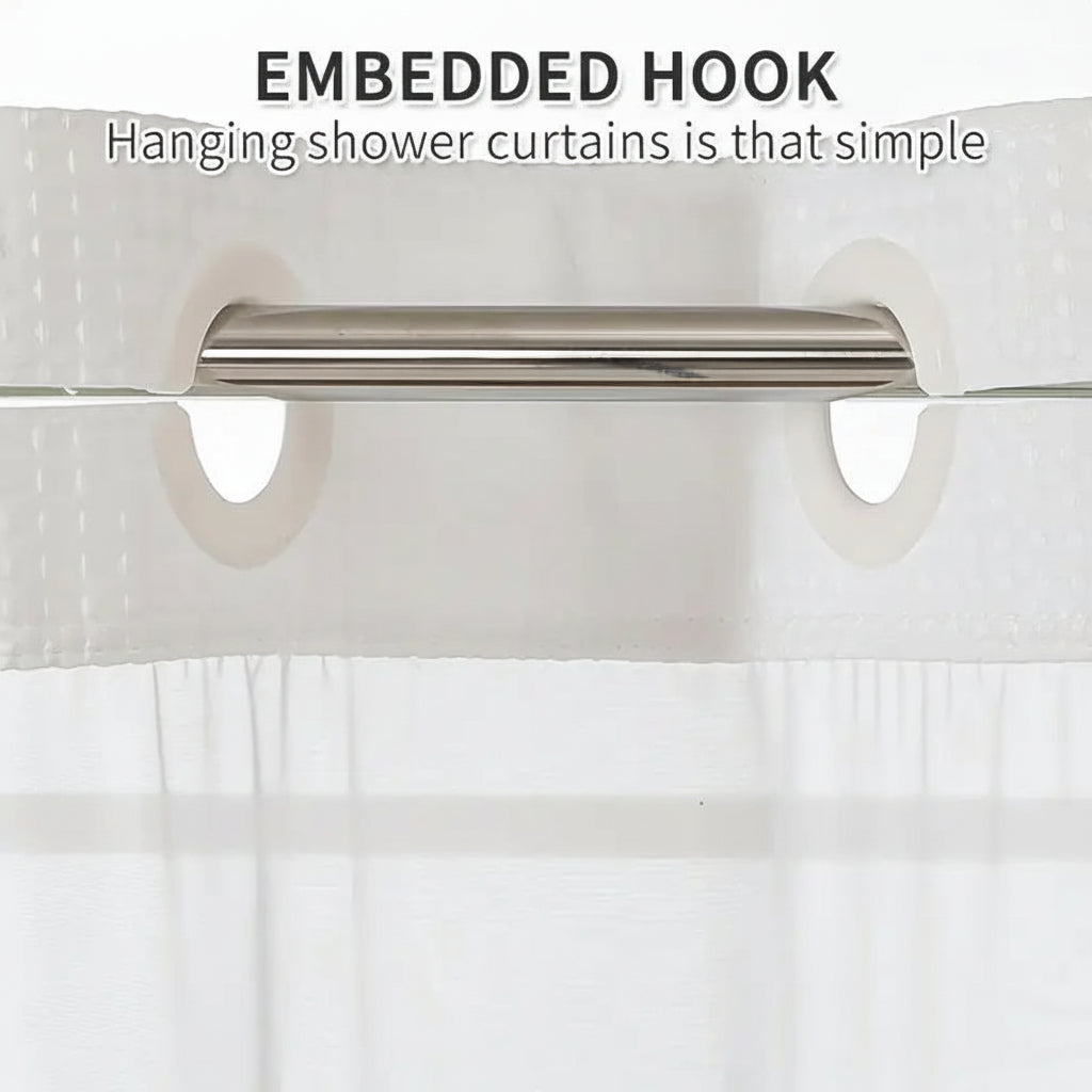 Elegant Double Layer Shower Curtain Set with Waffle Texture & Snap-On Liner for Modern Bathrooms