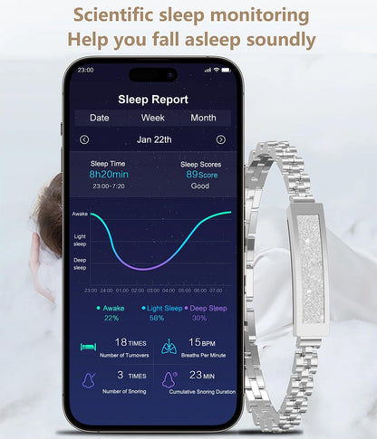 Monitor de actividad física para mujeres y hombres, pulsera de actividad y rastreador elegante con monitor de frecuencia cardíaca