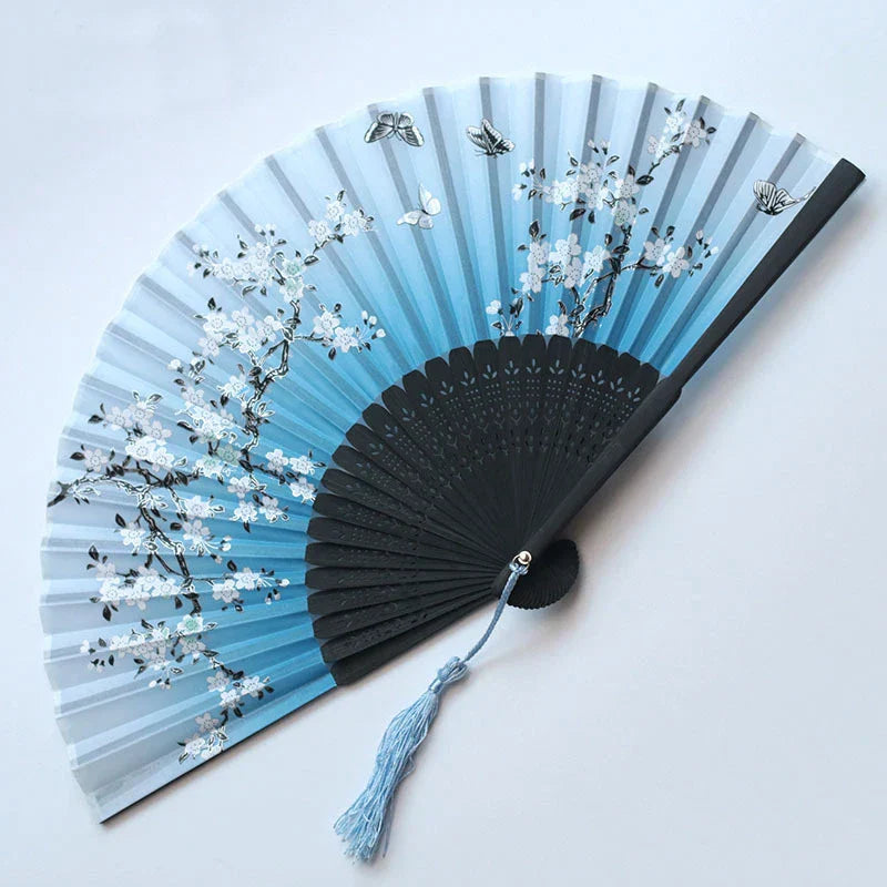 Abanico floral elegante Ortekor | Estilo japonés tradicional con diseño intrincado | Accesorio perfecto para mayor comodidad y estilo