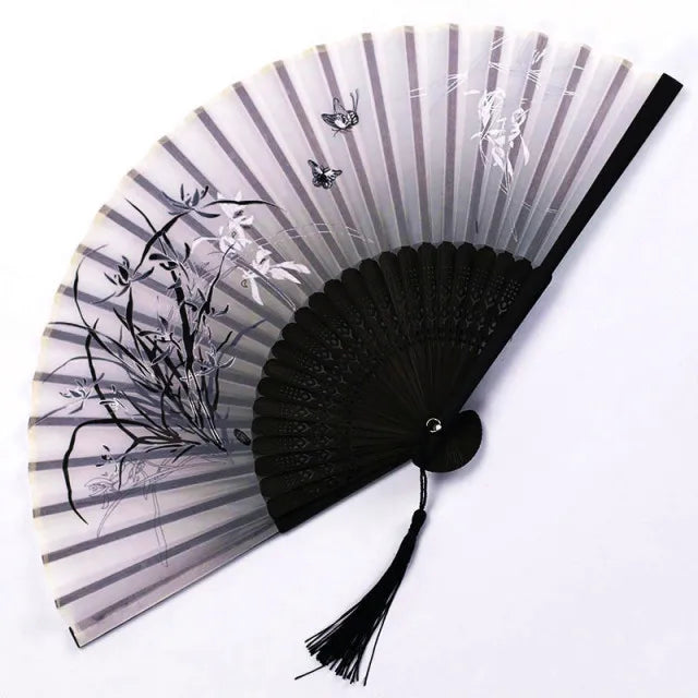 Abanico floral elegante Ortekor | Estilo japonés tradicional con diseño intrincado | Accesorio perfecto para mayor comodidad y estilo