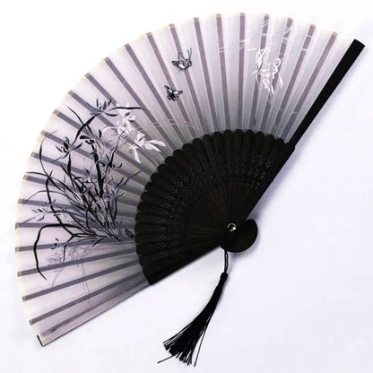 Abanico floral elegante Ortekor | Estilo japonés tradicional con diseño intrincado | Accesorio perfecto para mayor comodidad y estilo