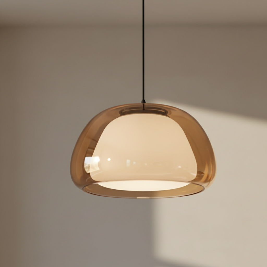 Elegant Glass Pendant Light | Modern Adjustable Dome Design for Kitchen Island Lighting