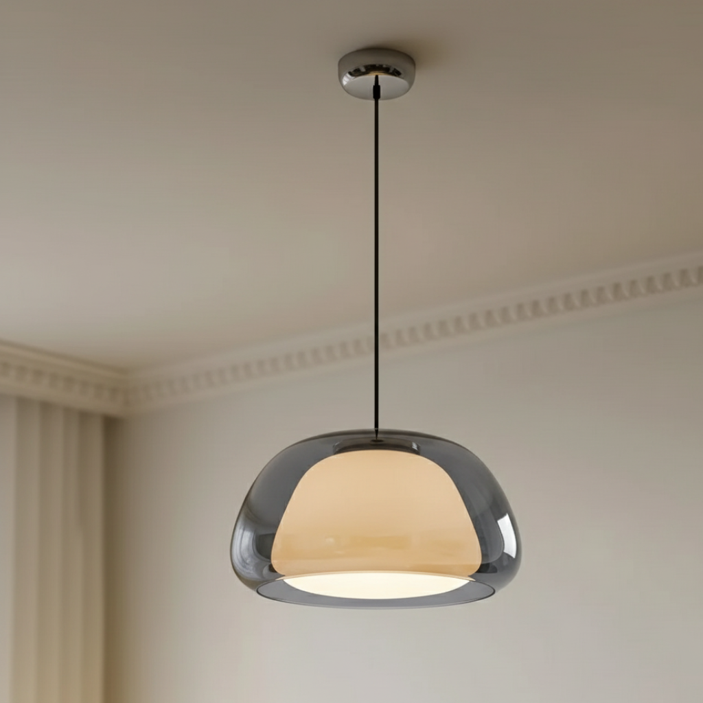 Elegant Glass Pendant Light | Modern Adjustable Dome Design for Kitchen Island Lighting