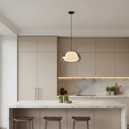 Elegant Glass Pendant Light | Modern Adjustable Dome Design for Kitchen Island Lighting