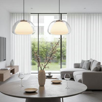 Elegant Glass Pendant Light | Modern Adjustable Dome Design for Kitchen Island Lighting