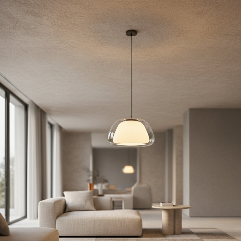 Elegant Glass Pendant Light | Modern Adjustable Dome Design for Kitchen Island Lighting