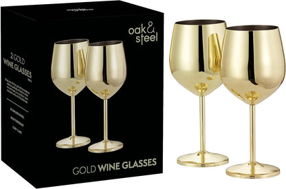 Stainless Steel Wine Glasses Gold Finish Unbreakable Metal Stemware for Wedding Party Indoor Outdoor Entertaining Bar Accessories