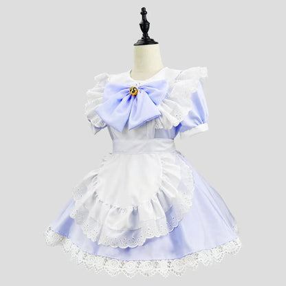 Conjunto de disfraz de criada gótica elegante con vestido de volantes y delantal para Halloween