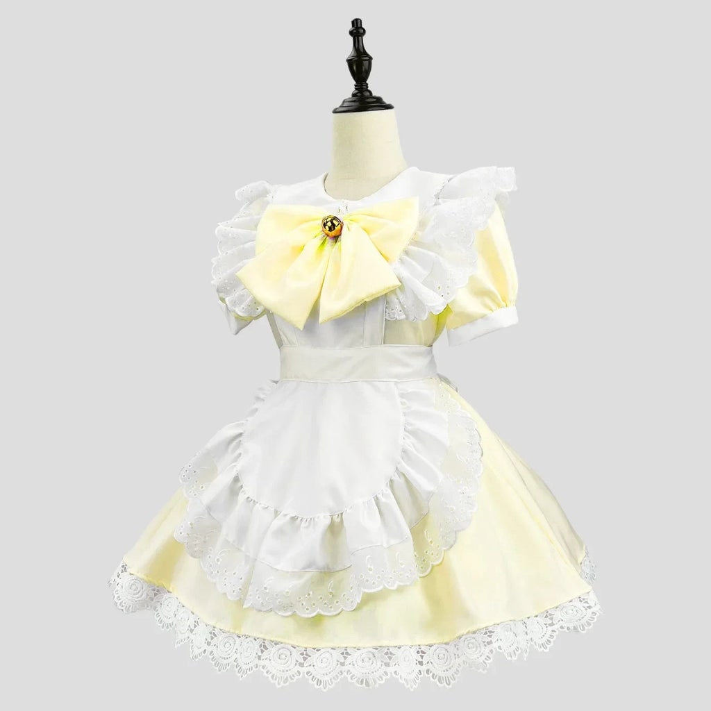 Conjunto de disfraz de criada gótica elegante con vestido de volantes y delantal para Halloween