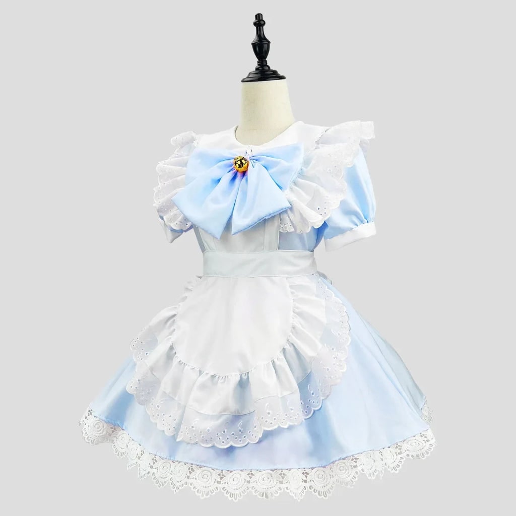 Conjunto de disfraz de criada gótica elegante con vestido de volantes y delantal para Halloween