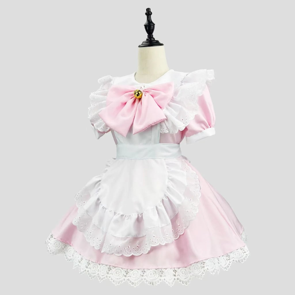Conjunto de disfraz de criada gótica elegante con vestido de volantes y delantal para Halloween