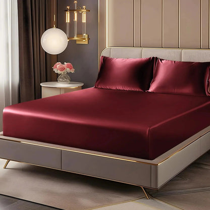Elegant Home | Deep Pocket Fitted Sheet Set with Luxurious Satin | Soft Bedding for Ultimate Comfort