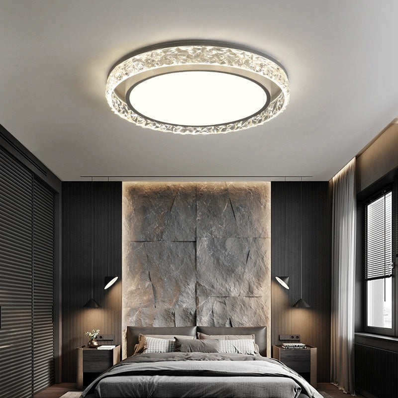 Elegant LED Ceiling Light | Remote Dimmable Flush Mount with Crystal Halo Design for Adjustable Ambiance