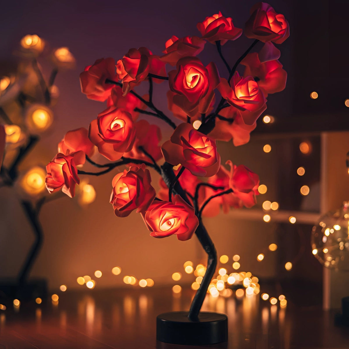 Table Lamps for Bedroom, LED Rose Flower Lamp with Soft Warm Light, Small Bedroom Lamp and Bedside Lamp for Decor