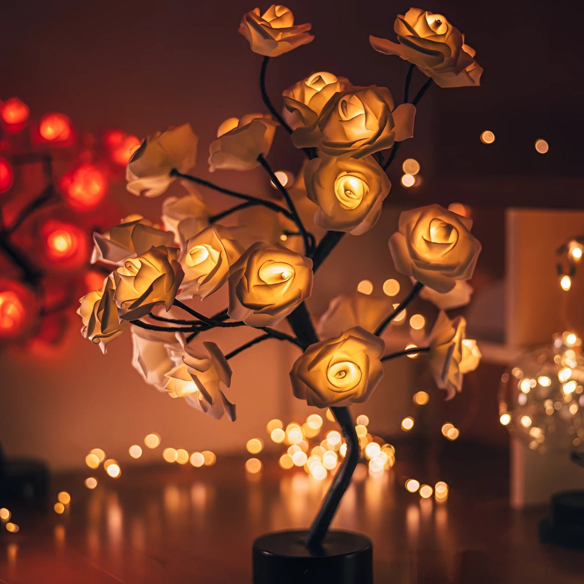Elegante lámpara de rosa LED con luz suave y diseño de bajo consumo para un ambiente romántico