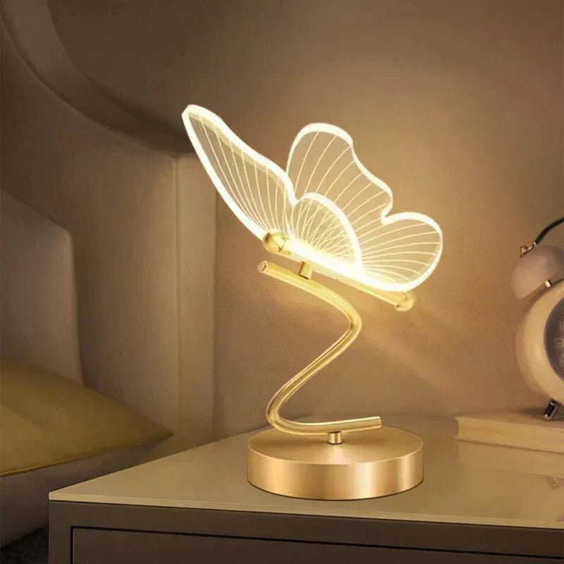 Elegant LED Table Lamp with Modern Butterfly Design for Ambient Lighting