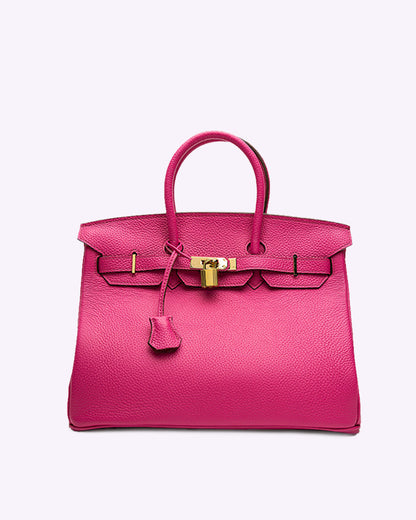 Ortekor Elegant Leather Handbag with Gold Lock Hardware | Stylish & Versatile Accessory for Everyday Use