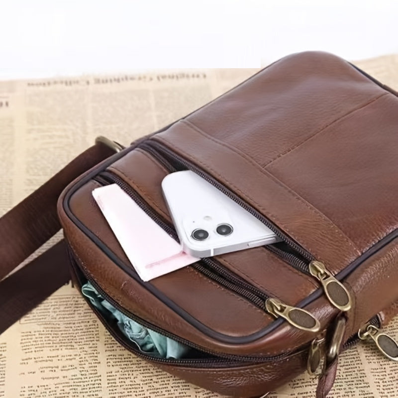 Elegant Leather Shoulder Bag for Men with Adjustable Strap | Versatile Design for Everyday Use