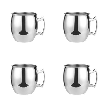 Juego de tazas para Moscow Mule, tazas de acero inoxidable con acabado de alto brillo, vasos para cóctel martillados para cócteles fríos
