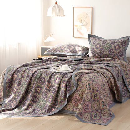 Elegant Reversible Cotton Quilt with Petal Flower Pattern | Versatile Bedding for All Seasons