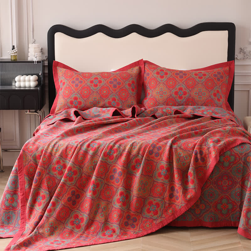 Elegant Reversible Cotton Quilt with Petal Flower Pattern for All Seasons