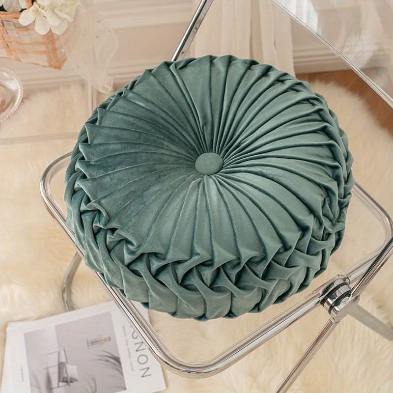 Veloura - Pleated Round Velvet Cushion