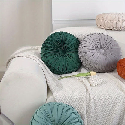 Veloura - Pleated Round Velvet Cushion